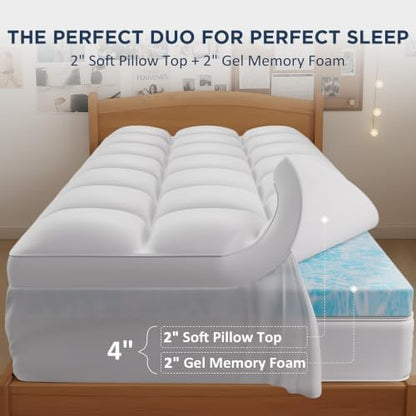 twin size dual layer 4 inch memory foam shown in use
