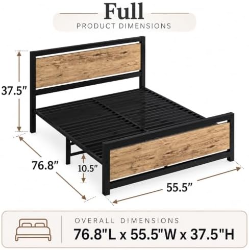 catrimown full bed frame with headboard, under-bed storage shown in use