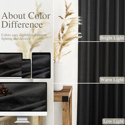 nanspring black curtains 95 inches long 2 panel, close-up detail