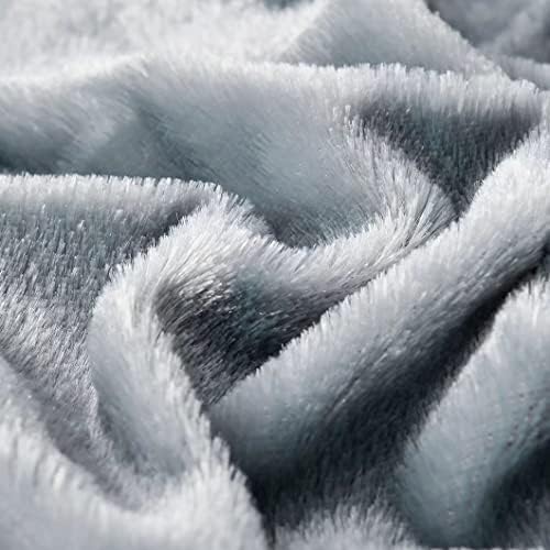 yusoki grey queen faux fur blanket,2 layers,queen90" x showing dimensions