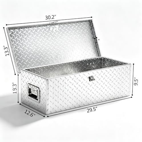 tuffiom 30" aluminum truck bed tool box, heavy shown in use