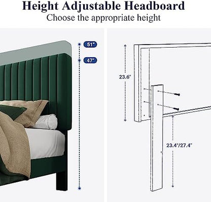 allewie king bed frame, velvet upholstered platform bed, package contents