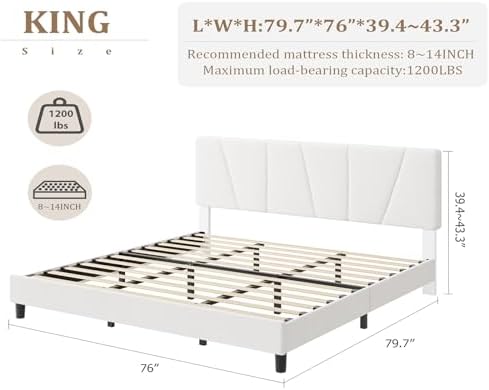 king size upholstered platform bed frame with adjustable shown in use