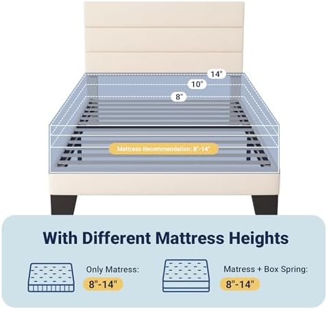 allewie twin size platform bed frame with fabric on a desk or shelf