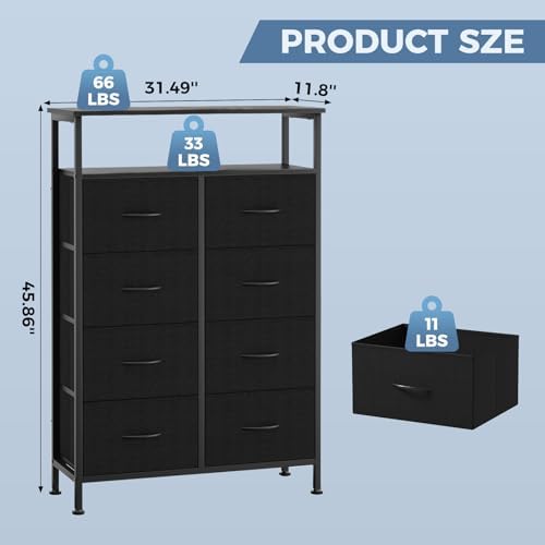 dumos tall 8 drawer dresser for bedroom, storage, close-up detail