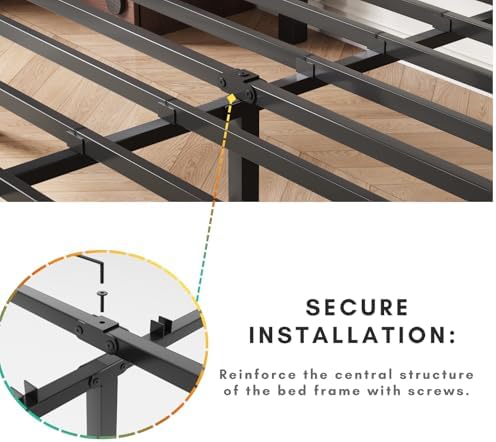 14 inch metal cal king bed frame with, side view