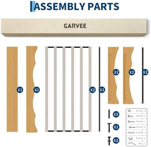 garvee full wood platform bed frame, wave edge, front angle view