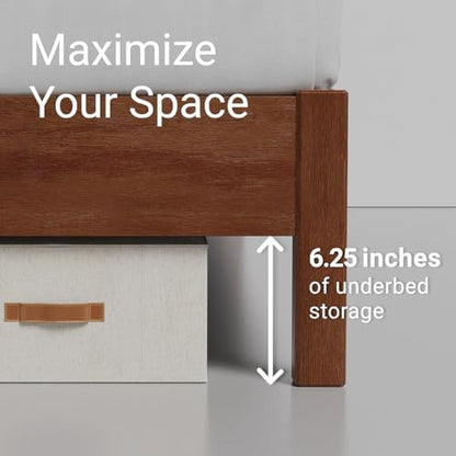 lifement queen bed frame signature wood platform, noise showing dimensions