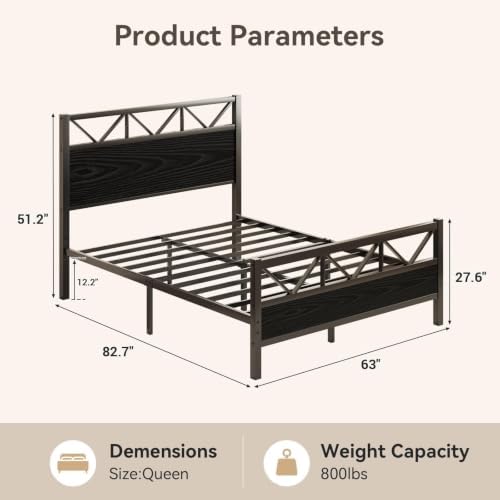 immerstable queen size bed frame with 51.2" tall shown in use