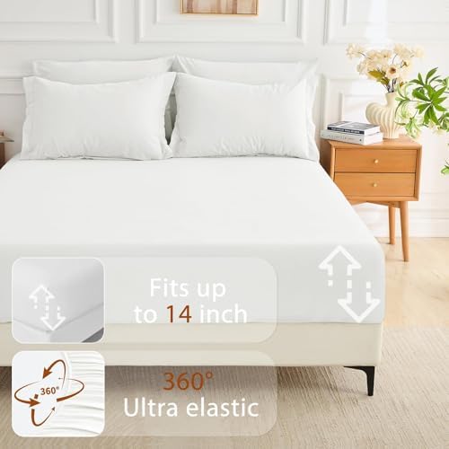 MUXHOMO California King Comforter Set 7-Piece, Soft Bed in a Bag, White