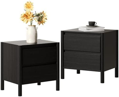 hourom 2 pcs black nightstand set for bedroom, view 9