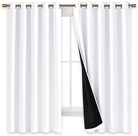 nicetown white blackout curtains for kitchen 70" wide, close-up detail
