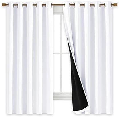 nicetown white blackout curtains for kitchen 70" wide, close-up detail
