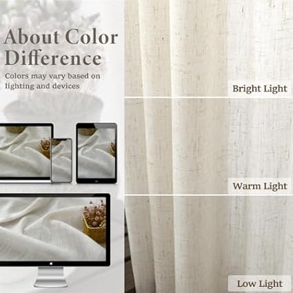 Natural Linen Curtains 108 Inches Long - Image 3