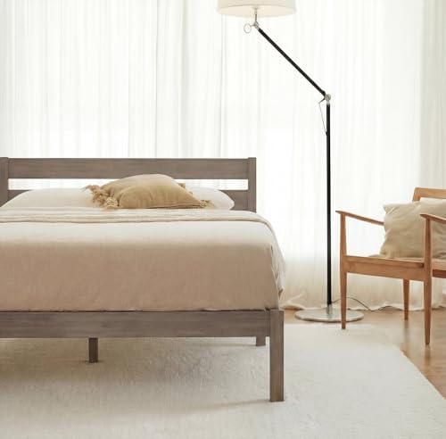 lifement twin bed frame with headboard classic wood, close-up detail