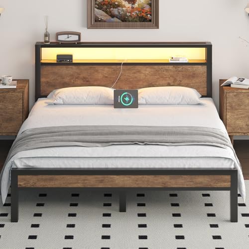 queen size bed frame with storage headboard and, view 11