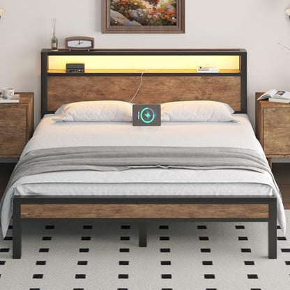 queen size bed frame with storage headboard and, view 11
