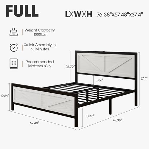 rustic bed frame full size with barn door shown in use