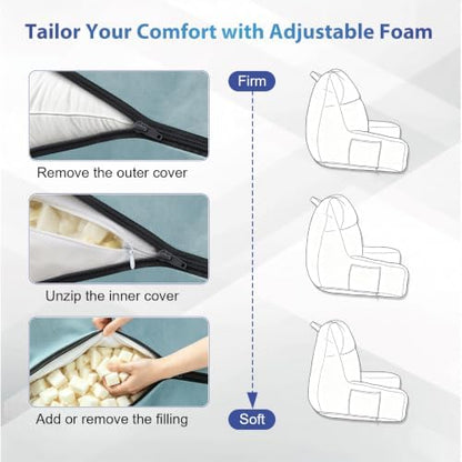 ipynbap reading pillow for bed, back pillow for, side view