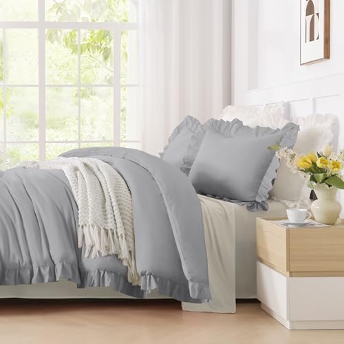 andency silver gray ruffle comforter twin size, 2, package contents