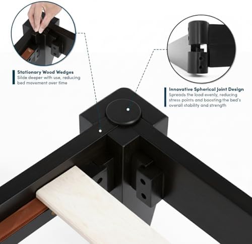 thor japanese joinery bed frame queen, solid wood, front angle view