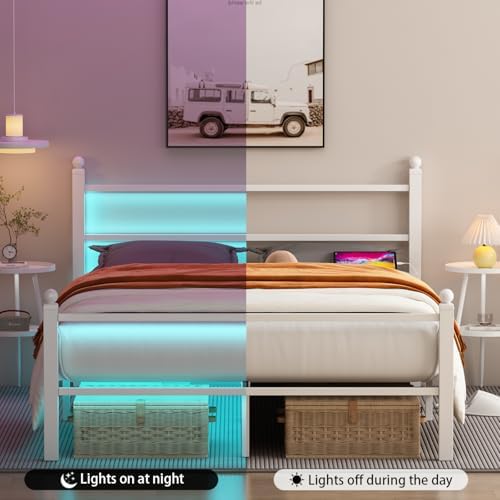 full size bed frame with headboard and footboard,white showing dimensions