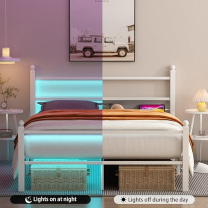 full size bed frame with headboard and footboard,white showing dimensions