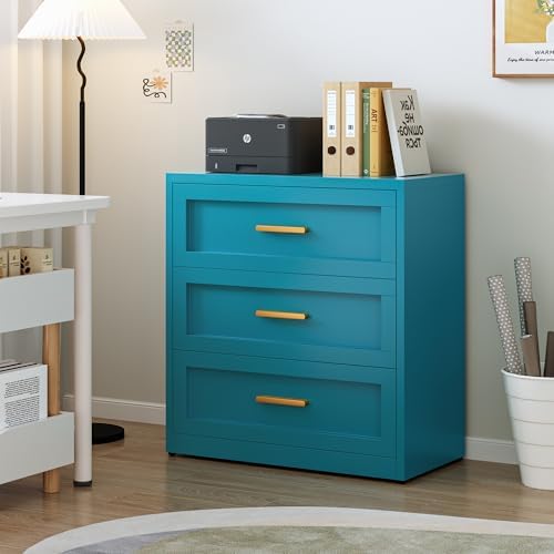 lcaopc 3 drawer metal dresser for bedroom, modern on a desk or shelf