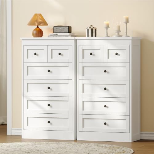 wanan tall 6 drawer dresser for bedroom, white, package contents