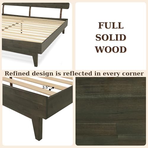 bme caden 15 inch king bedframe, adjustable headboard, front angle view