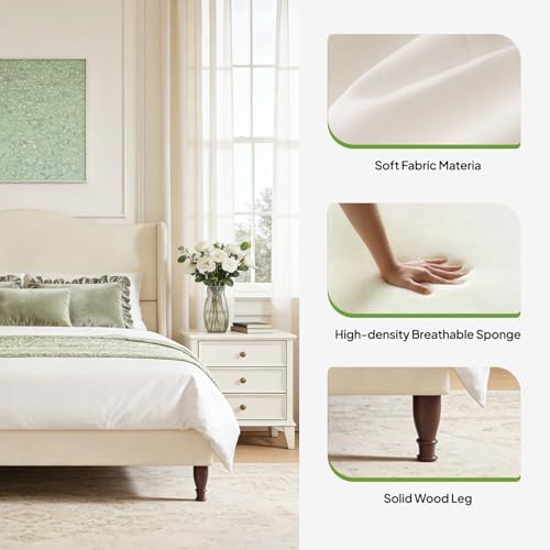 welzona full size bed frame 51" tall wingback showing dimensions
