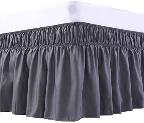 MEILA Wrap Around Bed Skirt Three Fabric Sides Elastic Dust Ruffled 16 Inch by MEILA