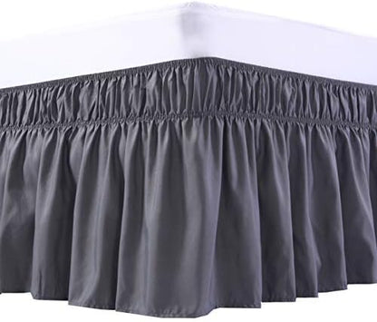MEILA Wrap Around Bed Skirt Three Fabric Sides Elastic Dust Ruffled 16 Inch by MEILA