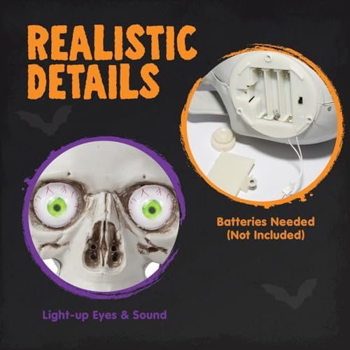 JOYIN Halloween Decorations Indoor Animatronics Skull Table Desk Home Decor, Haunted House Sound Activated LED Lights Up Eyes Party Supplies Animated Scary Moving Eyeballs