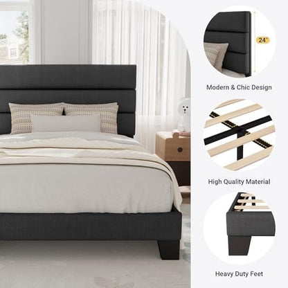 allewie twin size platform bed frame with fabric, package contents