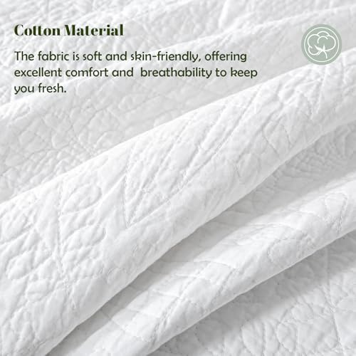 white 100% cotton queen size quilt bedding set showing dimensions