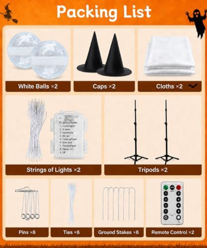 2 Pack Lighted Halloween Ghost Decorations with Remote & Timer