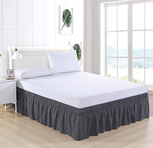 MEILA Wrap Around Bed Skirt Three Fabric Sides Elastic Dust Ruffled 16 Inch - Image 2