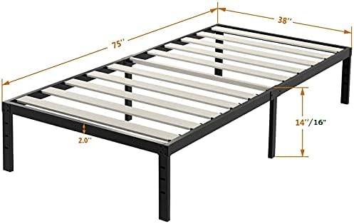 ziyoo twin bed frames, 3" wide wood slats, close-up detail