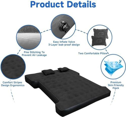 umbrauto air mattress for 5.5-5.8 ft full-size short, front angle view