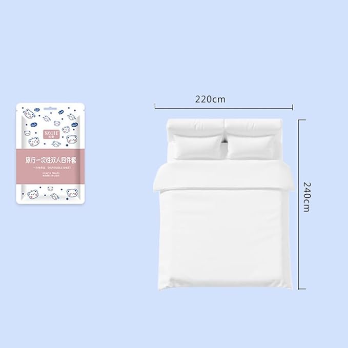 Portable Disposable Bed Sheet, Duvet Cover, Pillowcase Four Piece Set, - Image 5