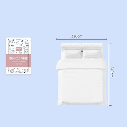 Portable Disposable Bed Sheet, Duvet Cover, Pillowcase Four Piece Set, - Image 5