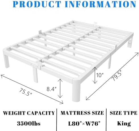 10 inch king bed frame with metal gasket shown in use