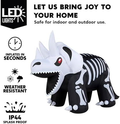 Joiedomi 8 FT Long Halloween Inflatables Outdoor Decoration, Blow Up Halloween Yard Decorations, Inflatable Skeleton Dinosaur with Built-in LEDs for Lawn Garden Decor