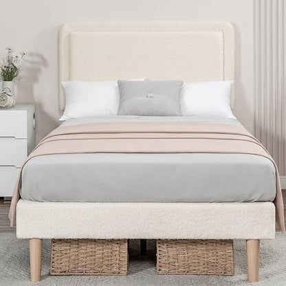 twin size cloud bed frame with adjustable headboard, front angle view