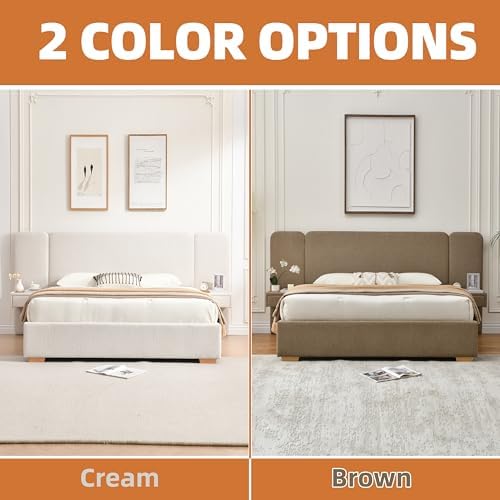 queen size platform bed frame with drawers &, view 9