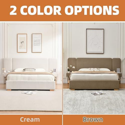 queen size platform bed frame with drawers &, view 9
