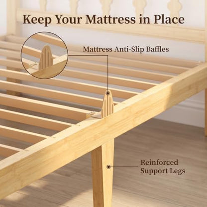 bamboo twin xl bed frame with headboard, 12 showing dimensions