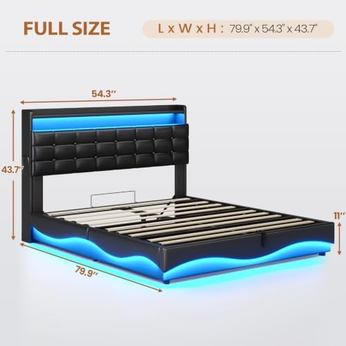 bthfst full size bed frame with lift up shown in use