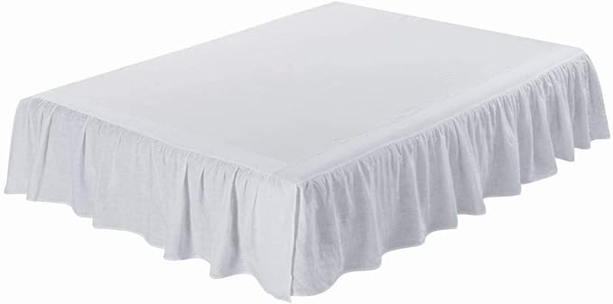 meadow park Washed French Linen Bed Skirt, Dust Ruffle, Queen Size 60" W x 80" L - Image 2
